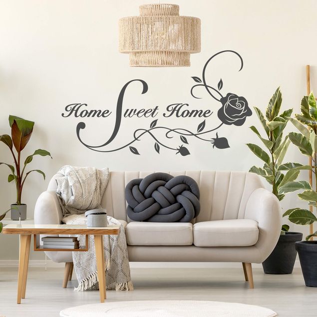 Vinilos de pared casa Home Sweet Home with Rose Tendril