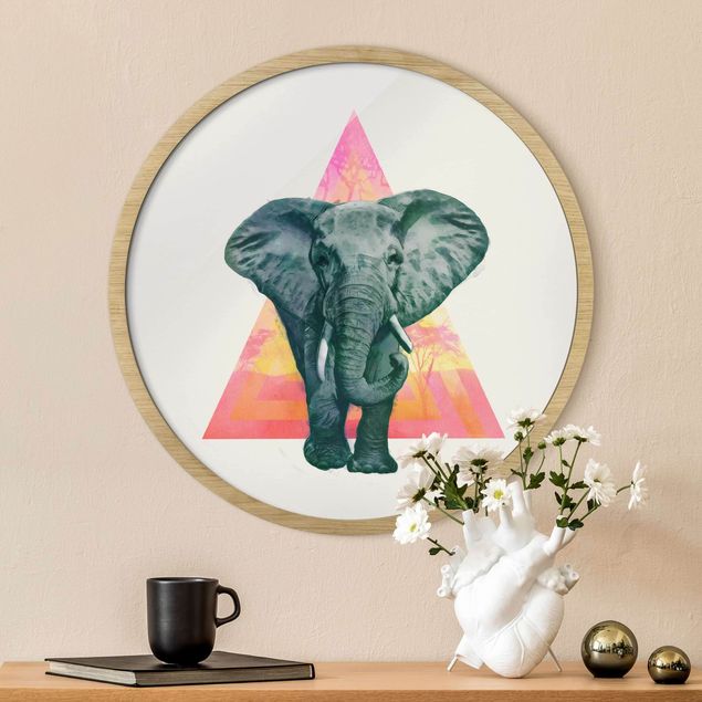 Pósters enmarcados de animales Illustration Elephant Triangle Drawing Background