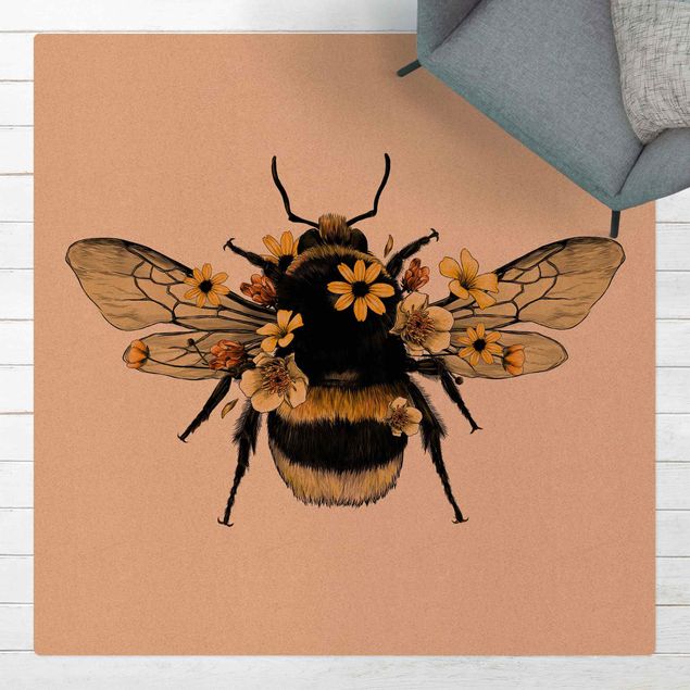 Alfombras grandes Illustration Floral Bumblebee