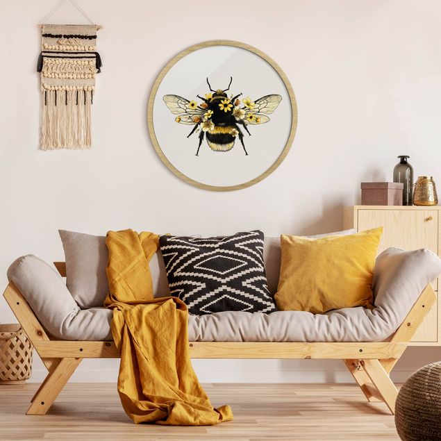 Cuadro amarillo Illustration Floral Bumblebee