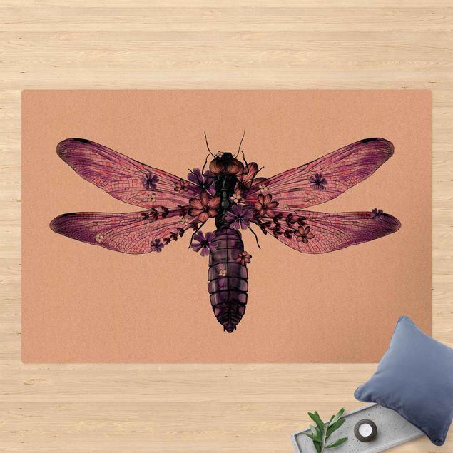 Alfombras color Illustration Floral Dragonfly