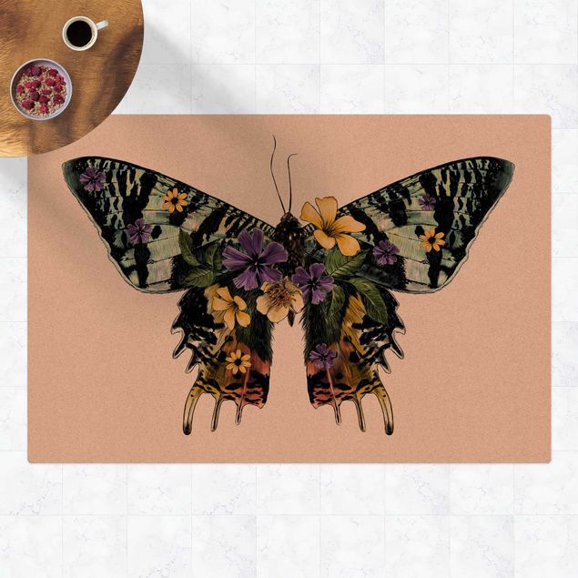 Alfombras coloridas Illustration Floral Madagascan Butterfly