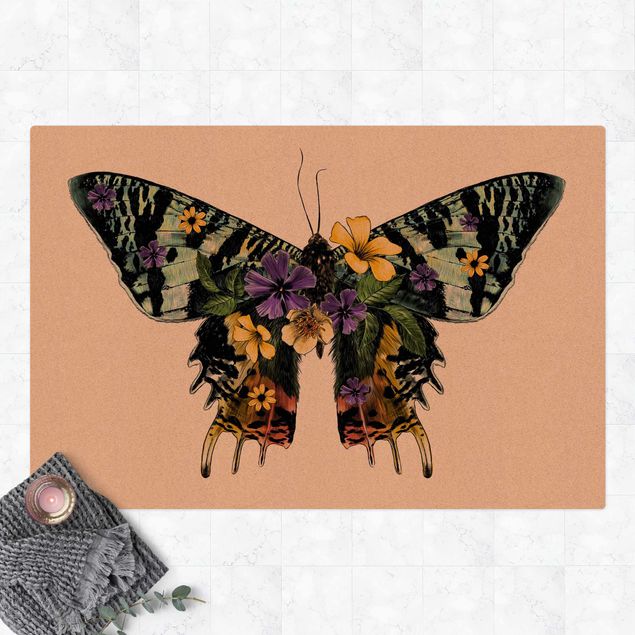 Alfombras modernas Illustration Floral Madagascan Butterfly