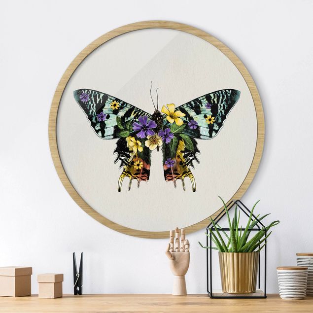 Cuadros de mariposas modernos Illustration Floral Madagascan Butterfly