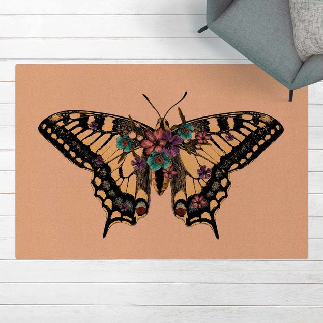 Alfombras modernas Illustration Floral Swallowtail