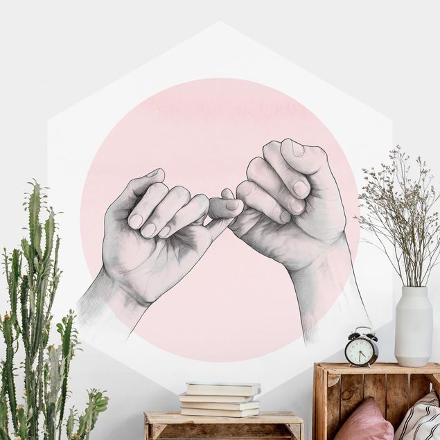Decoración en la cocina Illustration Hands Friendship Circle Pink White