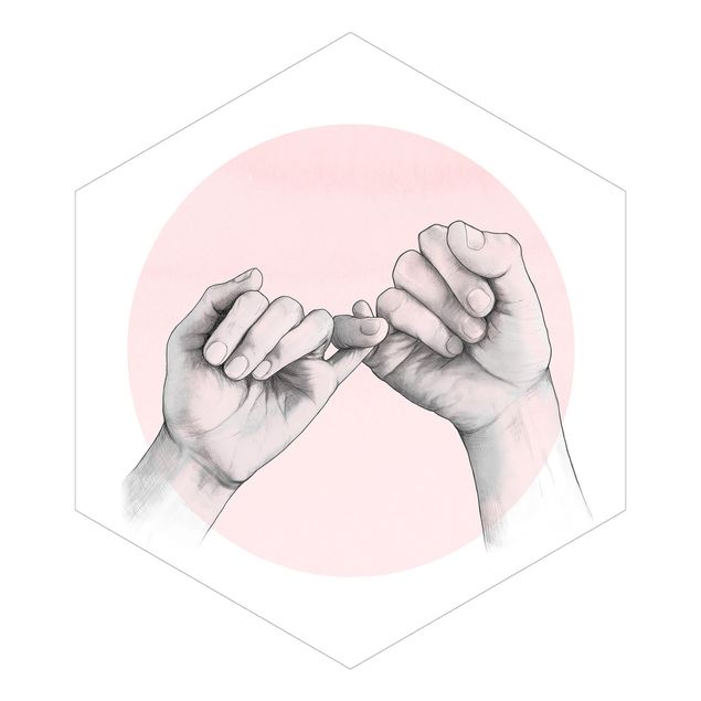 Papel de pared Illustration Hands Friendship Circle Pink White