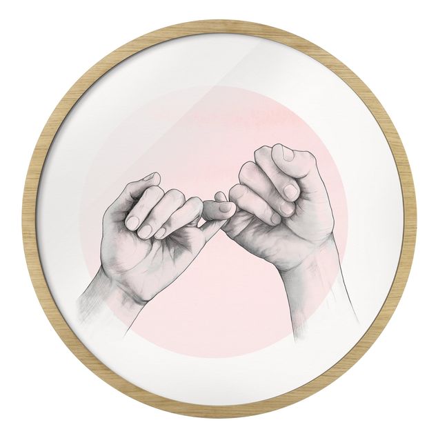 Cuadros en blanco y negro Illustration Hands Friendship Circle Pink White