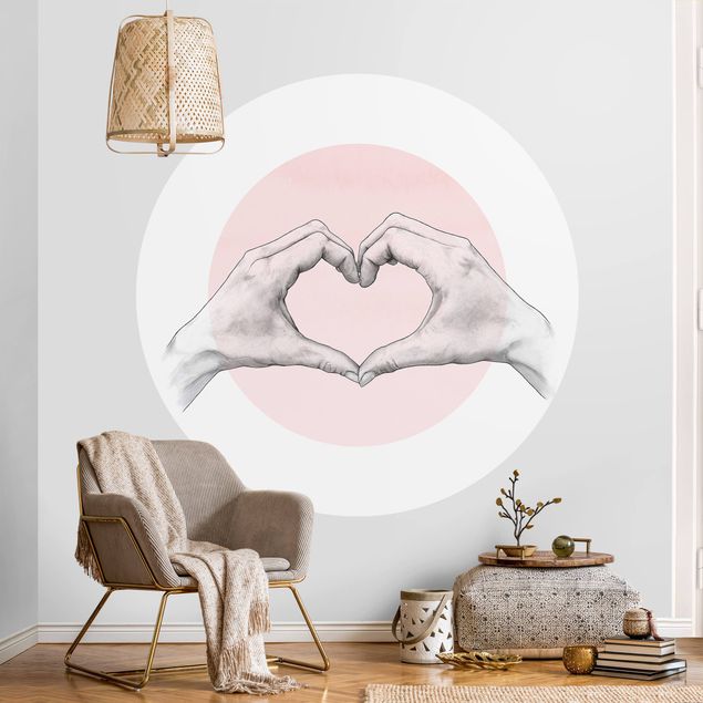 Decoración en la cocina Illustration Heart Hands Circle Pink White