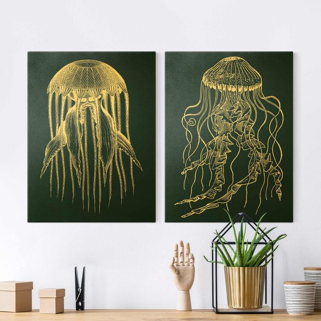Lienzos de peces Illustration Jellyfish Duo