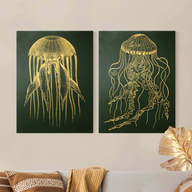 Cuadros paisajes Illustration Jellyfish Duo