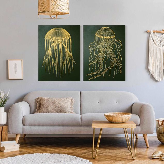 Cuadros peces Illustration Jellyfish Duo