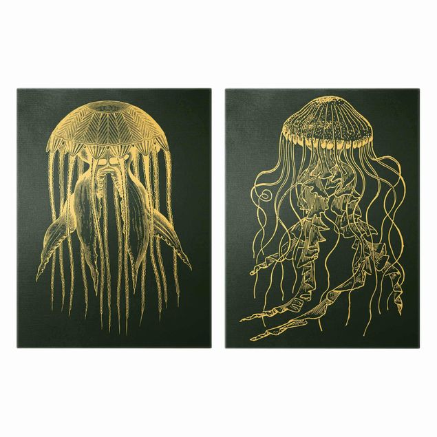 Cuadros playa Illustration Jellyfish Duo