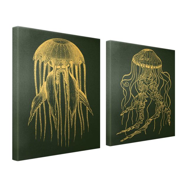 Cuadros marinos Illustration Jellyfish Duo