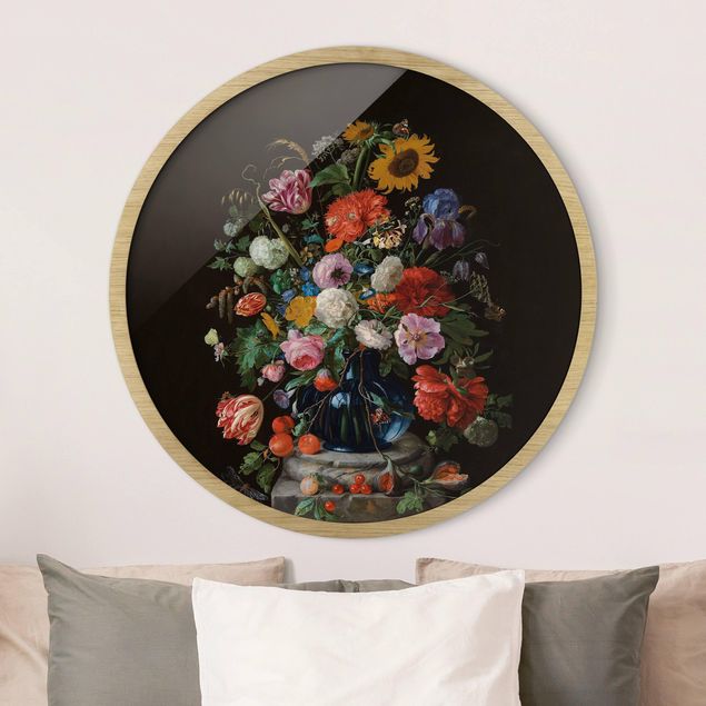 Pósters enmarcados de cuadros famosos Jan Davidsz De Heem - Glass Vase With Flowers
