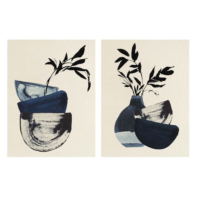 Cuadros modernos Japandi Watercolour - Tableware With Branches