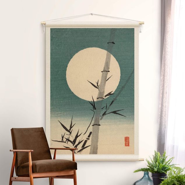 Tapices de pared modernos Japanese Drawing Bamboo And Moon