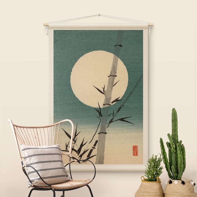 Tapices naturaleza Japanese Drawing Bamboo And Moon