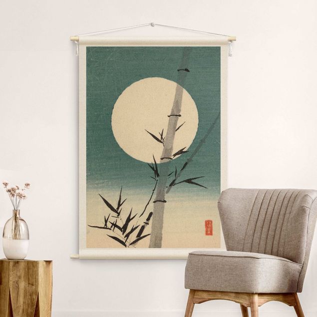 Tapices vintage Japanese Drawing Bamboo And Moon