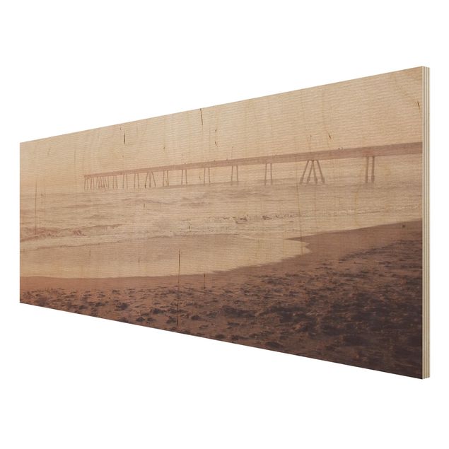 Cuadros de madera playas California Crescent Shaped Shore