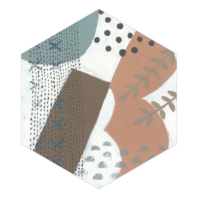 Hexagon Mustertapete selbstklebend - Karneval der Formen in Lachs I