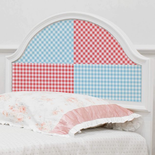 Papel adhesivo para muebles patrones Checked Pattern Squares In Pastel Blue And Vermillion