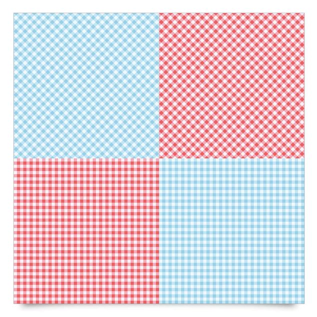 Laminas adhesivas pared Checked Pattern Squares In Pastel Blue And Vermillion