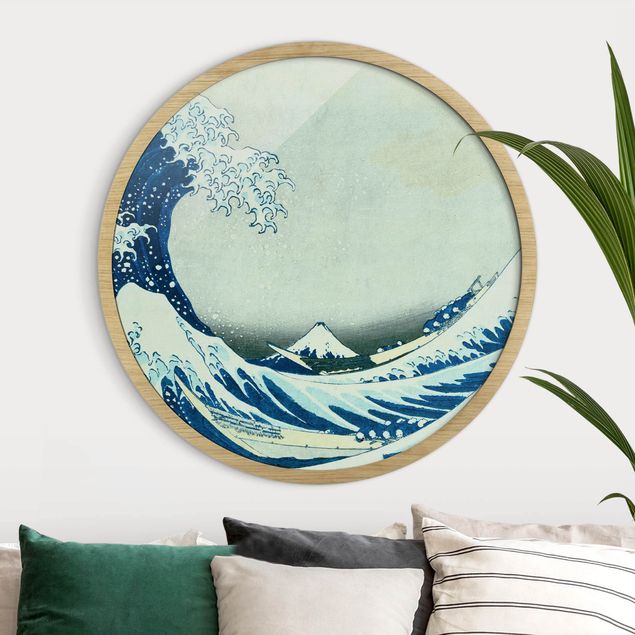 Pósters enmarcados de cuadros famosos Katsushika Hokusai - The Great Wave At Kanagawa