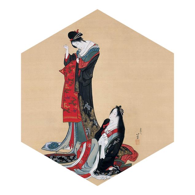 Papel pintado vintage Katsushika Hokusai - Two Courtesans
