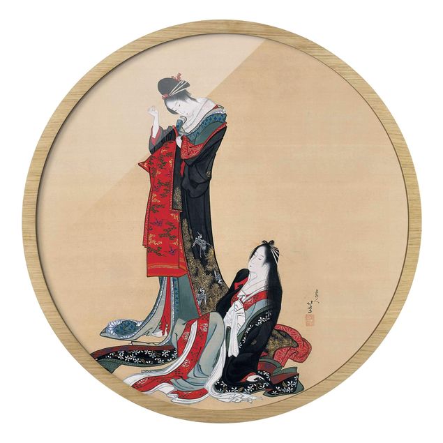 Cuadros redondos Katsushika Hokusai - Two Courtesans
