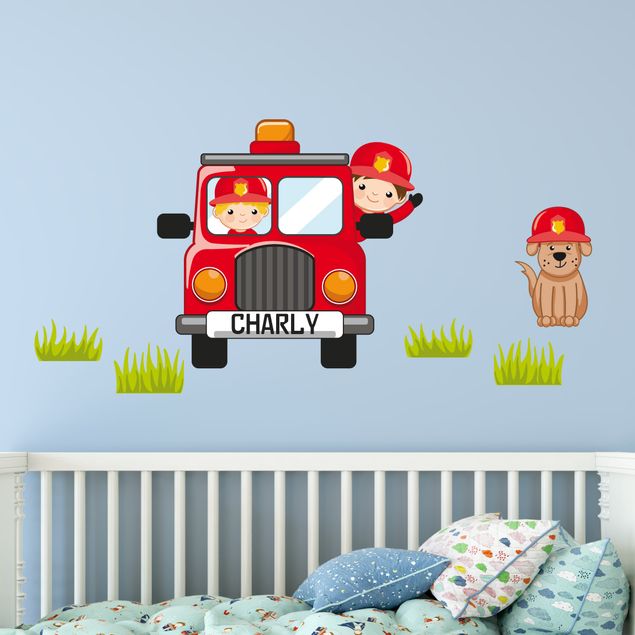 Decoración infantil pared Customised Text Fire Brigade