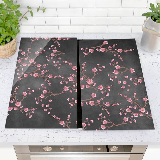 Decoración de cocinas Cherry Blossoms On Black