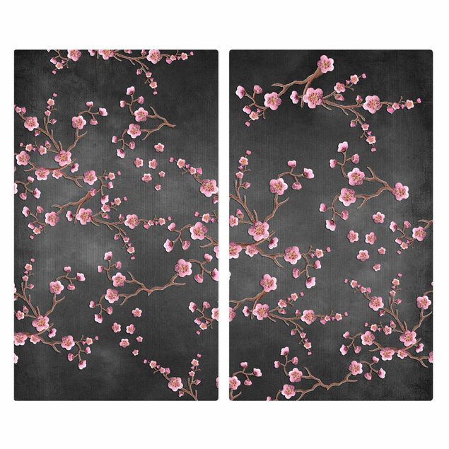 Cubre vitrocerámicas Cherry Blossoms On Black