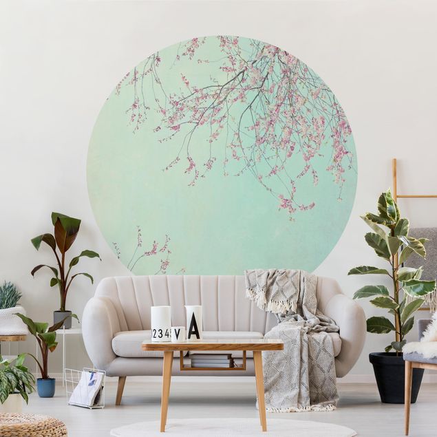 Papel pintado turquesa Cherry Blossom Yearning