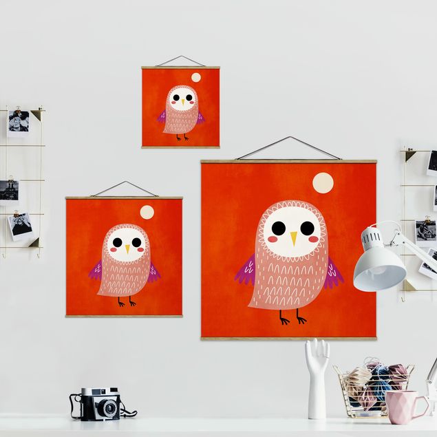Cuadros de Kubistika Little Owl At Red Night