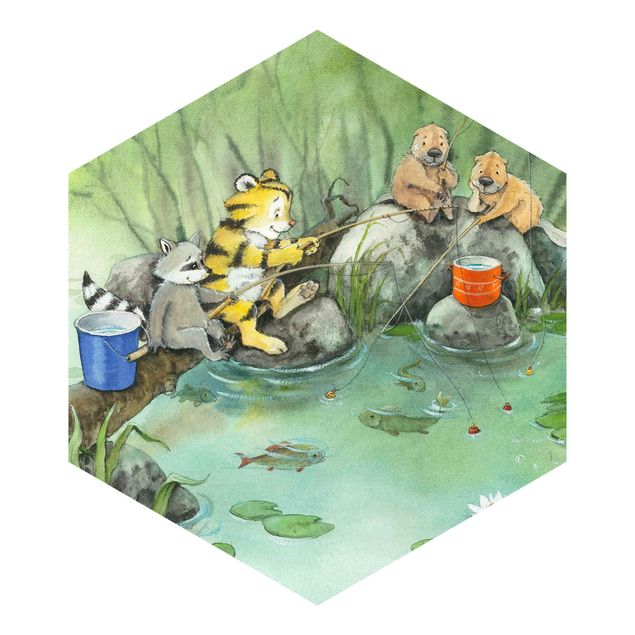 Papel pintado hexagonal Little Tiger - Fishing