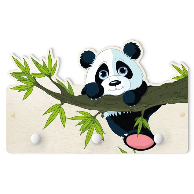 Perchero madera pared Climbing Panda