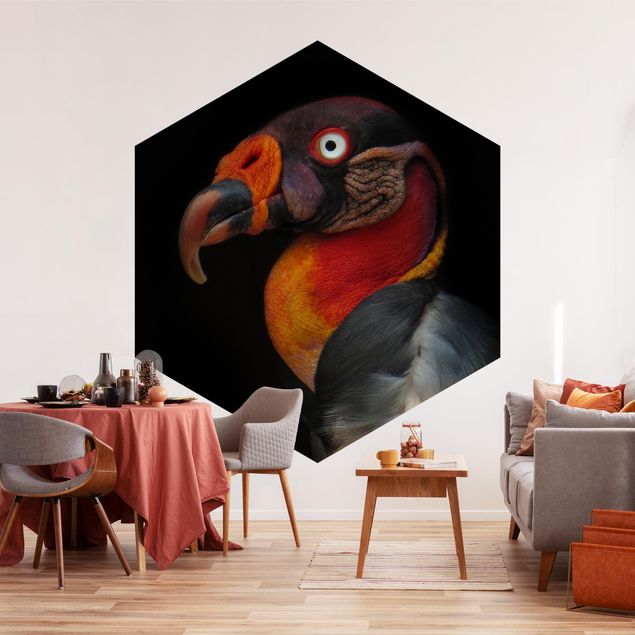Papel pintado hexagonal King Vulture In Front Of Black