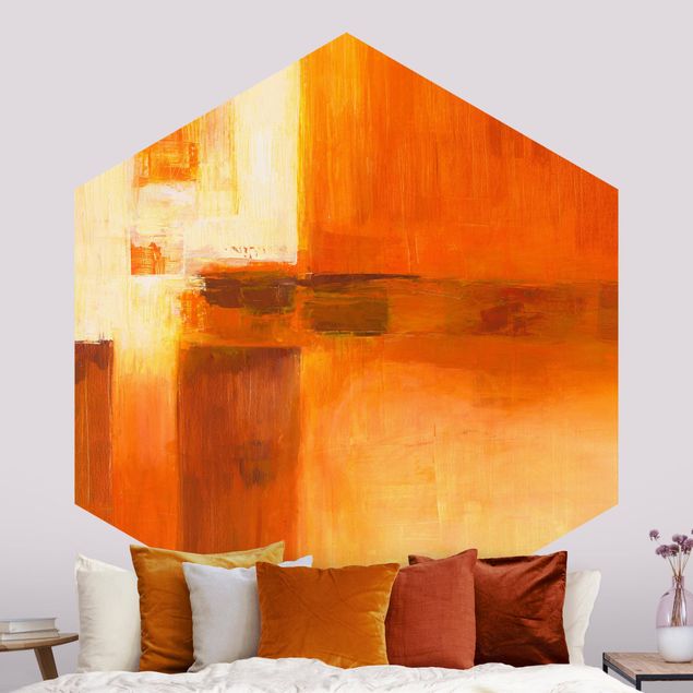 Papel pintado moderno Composition In Orange And Brown 01