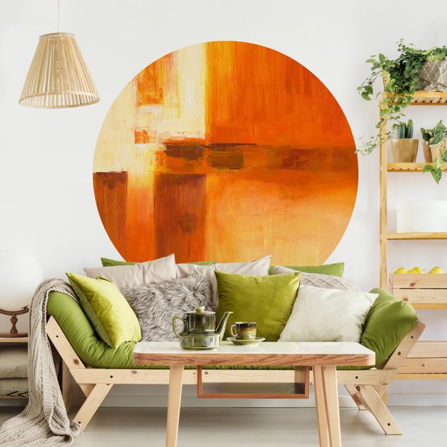 Papel pintado salón moderno Composition In Orange And Brown 01