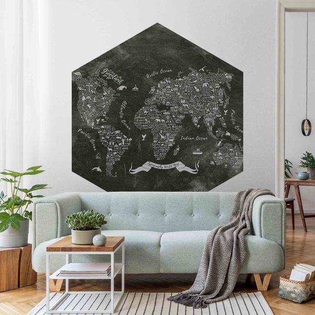 Papel pintado mapamundi Chalk Typography World Map
