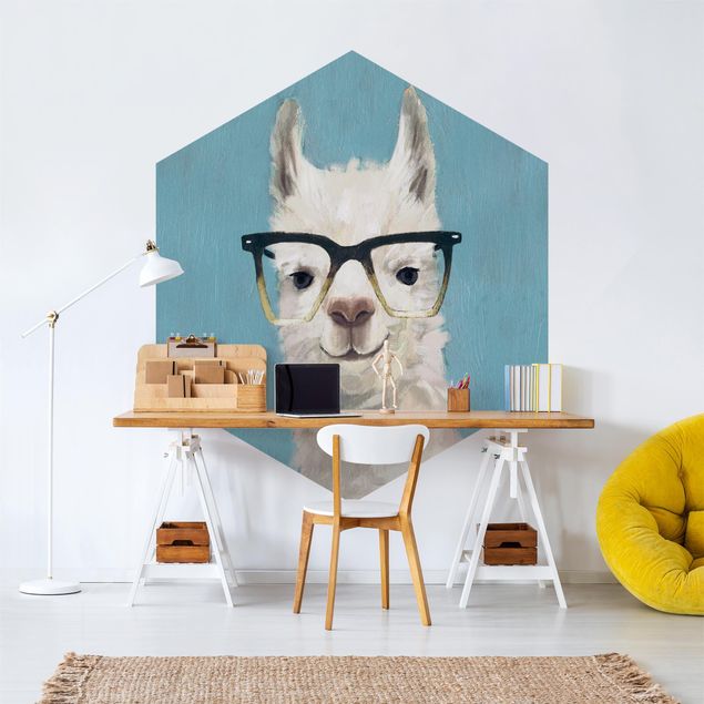 Papel pintado hexagonal Lama With Glasses IV