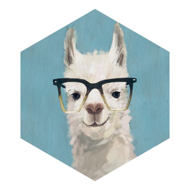 Papel pintado azul Lama With Glasses IV