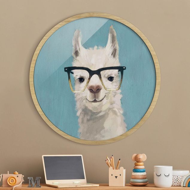 Pósters enmarcados de animales Lama With Glasses IV