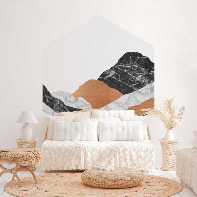 Papel pintado montañas Landscape In Marble And Copper II