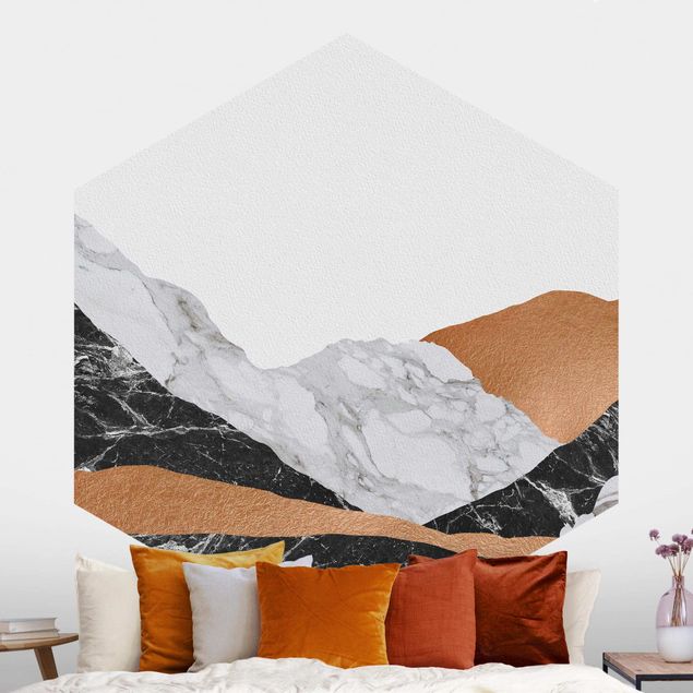 Papel pintado efecto mármol Landscape In Marble And Copper