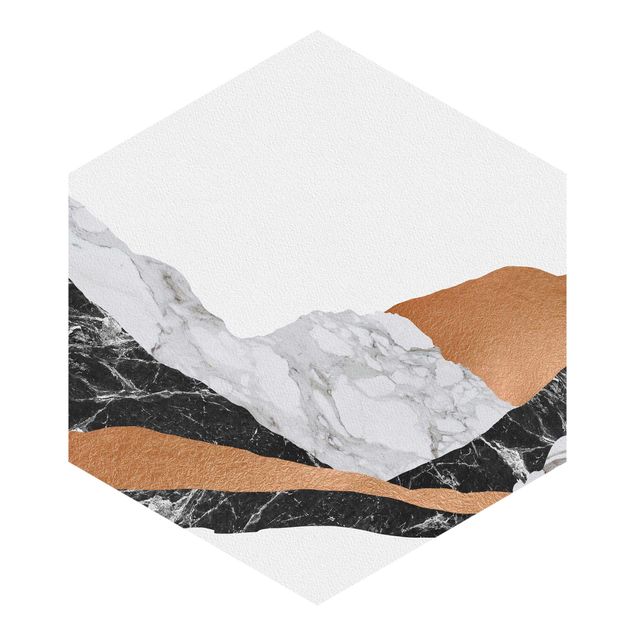 Papel pintado hexagonal Landscape In Marble And Copper