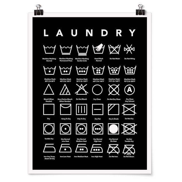 Cuadros con frases motivadoras Laundry Symbols Black And White