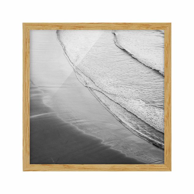 Cuadros marinos Soft Waves On The Beach Black And White