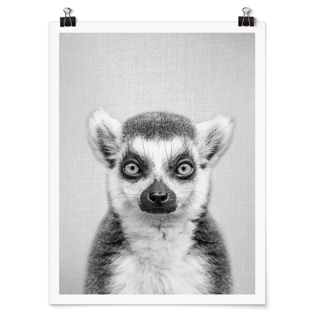 Póster animales Lemur Ludwig Black And White